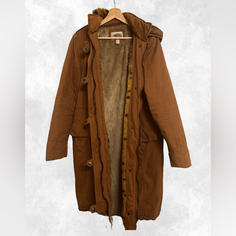 Light Brown/Beige Trench Coat lined with Cheetah Faux Fur - A New Day - Size M